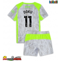 Camisa de Futebol Manchester City Jeremy Doku #11 Equipamento Alternativo Infantil 2025-26 Manga Curta (+ Calças curtas)